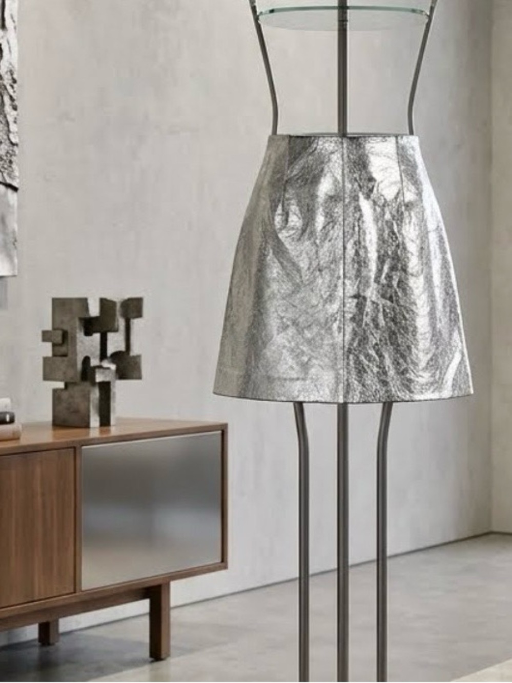 NWT SIMON MILLER 💯 Leather Silver Foil  Metallic A-Line Mini Skirt Waist 14.5”